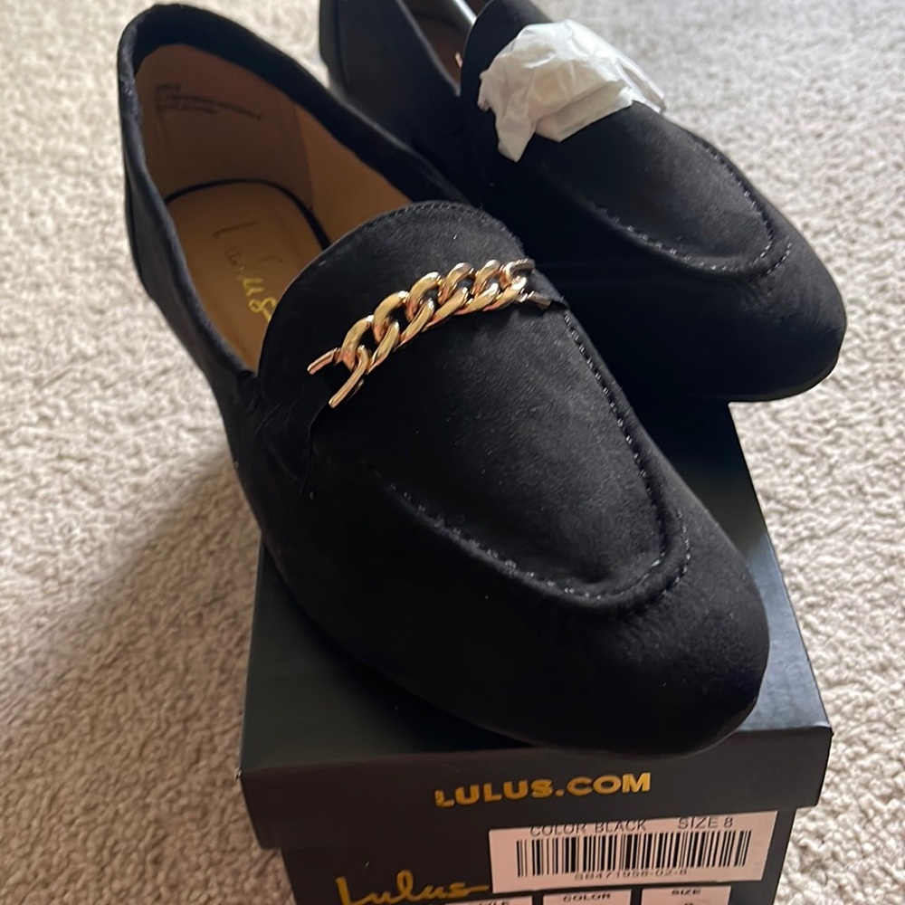 Lulus’ Molly Lynn 2 Black Suede Loafer Flats Size 8